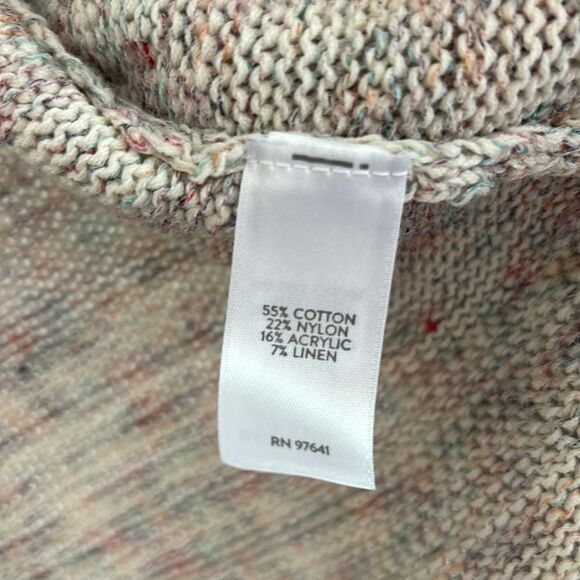 J. JILL Knit Two Piece v-neck tank short sleeve sweater set cream multi Petite M - Picture 11 of 13